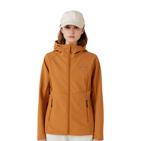 诺诗兰24男女软壳外套防风泼保暖抓绒户外徒步登山外套拼接透气 棕黄色-女 165