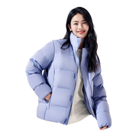 安踏奥特莱斯雪壳羽绒服款加厚保暖面包服短款立领羽绒防风外套 薇薇紫-6 女175