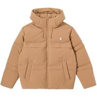 卡帕（Kappa）羽绒服2023男冬户外连帽防寒服保暖夹克短款面包服 浅栗棕-6540 M