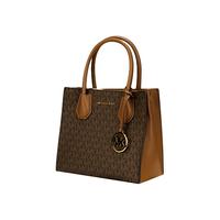 Michael Kors MERCER中号手提包MK老花配皮女士斜挎包 35S1GM9M2L LUGGAGE棕色