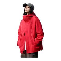 迈途三防冲锋衣春秋2024户外轻运动防水男女款登山服拉链机能外套B 红色 XL
