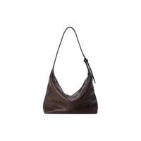 裘真Hobo包头层植鞣牛皮腋下通勤休闲百搭饺子包女 咖啡色-小号 小包/大包