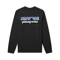 Patagonia 巴塔哥尼亚 T恤男款长袖棉质字母圆领39161 BLK M