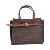 迈克.科尔斯(MICHAEL KORS)Emilia系列女包老花拼色拉链帆布手提包单肩斜挎包女小号新年 橡果棕色 35H0GU5S1B-BROWN