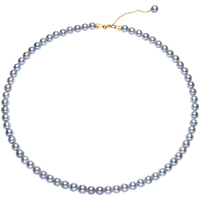 meluxe美奈 akoya灰海水珍珠项链圆形微微瑕真多麻色串珠项链 C款【9-9.5mm】极光微瑕