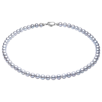 meluxe美奈 akoya灰海水珍珠项链圆形微微瑕真多麻色串珠项链 B款【9-9.5mm】微瑕