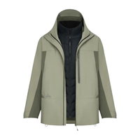 波司登（BOSIDENG）冬季90鹅绒户外冲锋衣羽绒服男女款简约风一衣三穿外套B30132420 树篱绿4555 160/84A