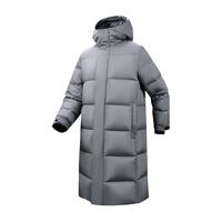 京东京造 长款羽绒服 户外秋冬外套面包服男女 青光灰 L