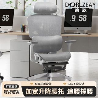 德致 电脑椅透气网椅人体工学椅子升降扶手办公椅舒适久坐靠背椅子