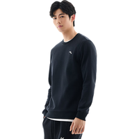 安踏加绒卫衣男冬季保暖圆领卫衣长袖套头衫针织运动休闲加厚上衣 基础黑/LOGO-6 2XL(男185)