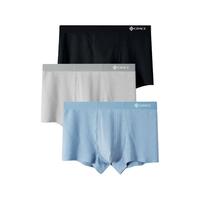 洁丽雅【5A抗菌蚕丝裆】男士内裤男新疆棉柔舒适透气平角四角男生短裤头 黑矿石/岩灰石/晴空蓝 3条 2XL (120-140斤)