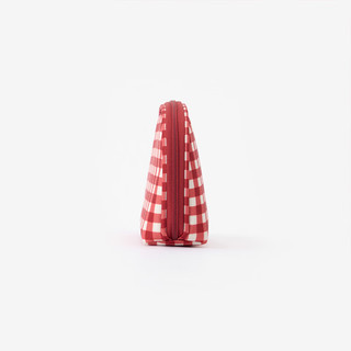 無印良品 MUJI（無印良品 ）再生聚酯纤维化妆包 居家 旅行 化妆品收纳 便携 洗漱包 方型 红色格纹