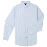 TOMMY HILFIGER Tommy Hilfiger 男纯棉牛津纺休闲粗细条纹拼接宽松衬衫外套