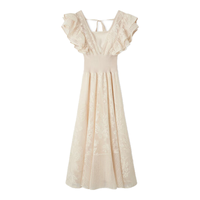 SNIDEL2025秋冬优雅蕾丝钩花荷叶边小飞袖连衣裙SWFO254146 象牙白 S （0）