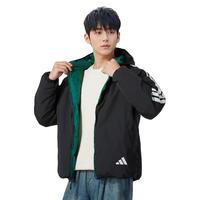 阿迪达斯 (adidas)羽绒服男装 冬季户外运动服防寒保暖舒适休闲连帽夹克外套 IT8730/黑色-连帽 M
