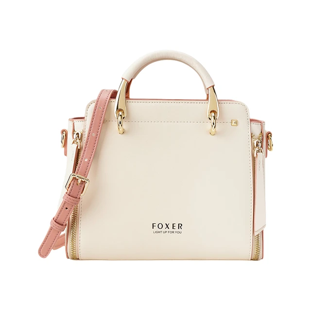 FOXER 金狐狸 包包女包大容量单肩包女休闲通勤托特包手提包斜挎包女士包包轻奢侈品老婆生日礼物白色