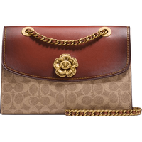 COACH 蔻驰 Parker系列 女士涂层帆布单肩包 30585 B4 RU 棕黄色 中包