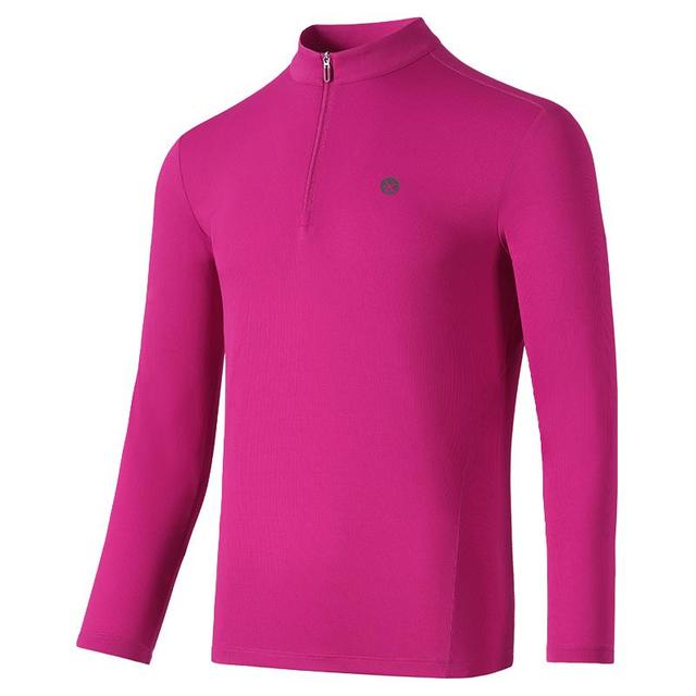 必迈 跑步长袖T恤吸汗透气半拉链男速干弹力上衣慢跑训练运动服 浆果紫 L 男