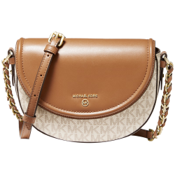 MICHAEL KORS 经典老花系列 Jet Set Charm 女士马鞍包 32T0GT9C6B149 香草白/棕色 中号