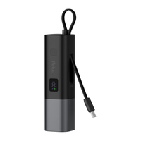 朗科 三合一充电宝充电器自带线 20W双向快充带插头迷你便携  黑色