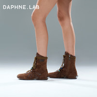DAPHNE LAB方糖拳击靴 德训底猎装短靴复古中筒西部靴女靴25冬季游牧风 咖色