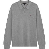 Tommy Hilfiger25秋冬男装纯棉平纹商务休闲通勤纯色长袖POLO领针织衫 【经典纯色款】深灰色P7D M （：135-150斤）