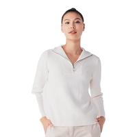 迪卡侬半拉链高龄毛衣秋冬保暖套头衫运动长袖-4896290 润玉白 M