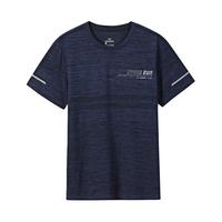 361°短袖T恤男夏季新款修身休闲运动服圆领薄款运动T桖 552022106 峡谷蓝(花灰) M