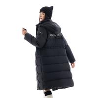 安踏三层速暖羽绒服丨三防长款鸭绒外套女冬季面包服收腰显瘦棉服 基础黑-2 XL