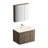 九牧（JOMOO）浴室柜洗脸盆柜洗手盆柜组合一体盆陶瓷中古风卫生间洗漱台A2763 基础款 双镜背收纳 无龙头80cm