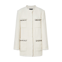 MO&Co.外套2025冬圈圈绒轻摇滚香风古铜钉片毛边圆领宽松MBE4COTT17 米白色 M /165