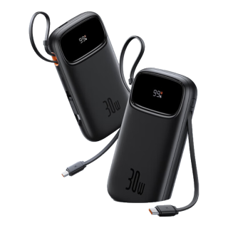 倍思 30W快充 充电宝 双Type-C线  20000mAh 黑