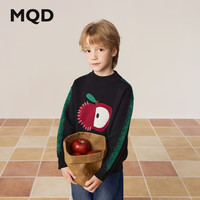 马骑顿(MQD)男童冬季苹果撞色学院风半高领保暖毛衣 黑色 1