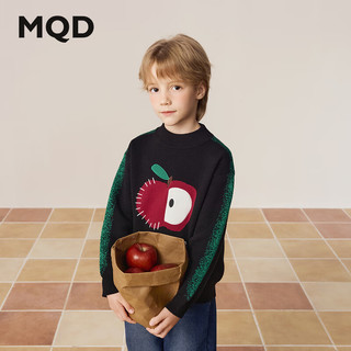 马骑顿（MQD）男童冬季苹果撞色学院风半高领保暖毛衣 黑色 130