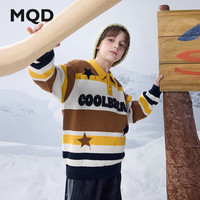 马骑顿（MQD）MQD男大童冬季经典学院风条纹趣味翻领字母毛衣 彩条 130