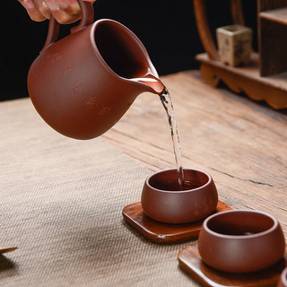 尊壶 公道杯紫砂山水公道杯加茶漏分茶器 紫砂茶具配件