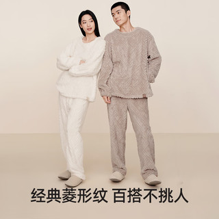 幸棉（LUCKMEEY）珊瑚绒家居服套装麻花绒长毛绒保暖可外穿睡衣款厚防静电秋冬 男款午夜蓝 XL （女120-150斤/男140-160斤）