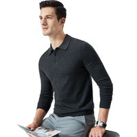 杉杉【绵羊毛混纺】针织衫男秋冬商务休闲POLO领保暖软糯柔软打底衫 新黑灰 190/104A