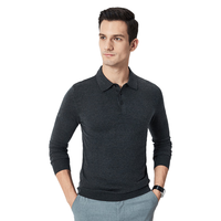杉杉【绵羊毛混纺】针织衫男秋冬商务休闲POLO领保暖软糯柔软打底衫 新黑灰 175/92A