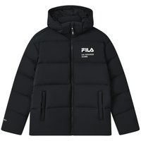 斐乐(FILA) 羽绒服款冬季休闲运动连帽长袖印花保暖外套男女装上衣 正黑色-BK 170/92A/M