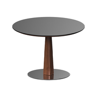 续写实木岩板圆桌北美胡桃木家用圆形饭桌北欧小户型餐桌休闲桌子