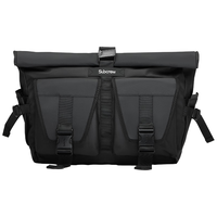 Subcrew 潮牌通勤斜挎包骑行机能单肩邮差包防水扩容大容量电脑包 黑色 大号