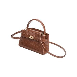 CHARLES & KEITH CHARLES&KEITH鳄鱼纹凯莉包手提斜挎婚包包女包CK2-50270880-1 Chocolate Croco巧克力鳄鱼纹色 S 小包