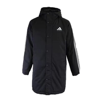阿迪达斯 (adidas)男子棉服冬户外休闲运动保暖中长款连帽棉衣 黑白 3XL