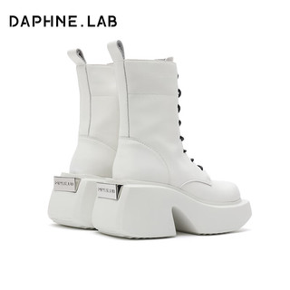 DAPHNE LAB方糖绑带马丁靴 8孔厚底切尔西短靴 复古百搭女靴