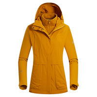 诺诗兰三合一硬壳冲锋衣女士防水防风徒步登山服夹克休闲外套 棕黄色 175/XL