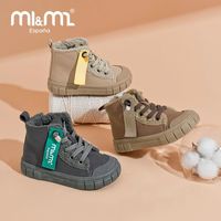 百亿补贴：M1&M2 儿童棉鞋加绒帆布鞋冬季侧拉链保暖高帮马丁鞋秋冬宝宝加厚