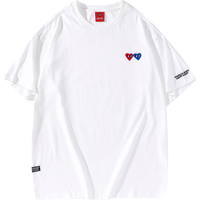 CHARLES JANG'S HAPPY HEART 查尔斯桃心 T恤男女同款双爱心宽松短袖 白色 XL