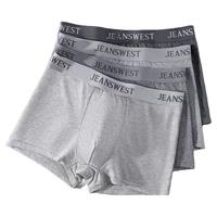 真维斯男士内裤7A抗菌男生长绒棉平角裤舒适透气宽松款运动四角短裤头裤 浅麻灰+中麻灰+深麻灰+黑麻灰 2XL 100-120斤