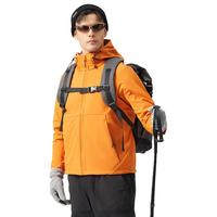 90分 男装户外休闲加绒保暖防泼水7A抗菌耐磨连帽软壳衣夹克外套 太阳橙 4XL